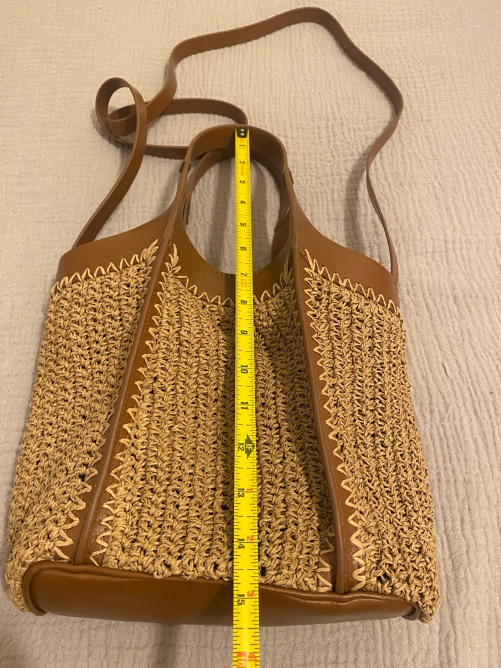 BODEN Woven Straw and Leather Tote Bag in Tan - Picture 9 of 14